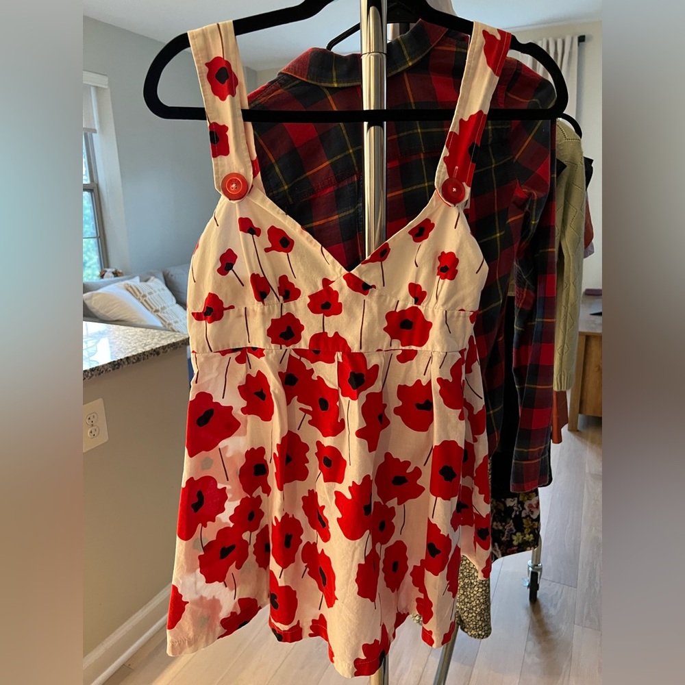 Fun 2 Fun White and Red Floral Dress
